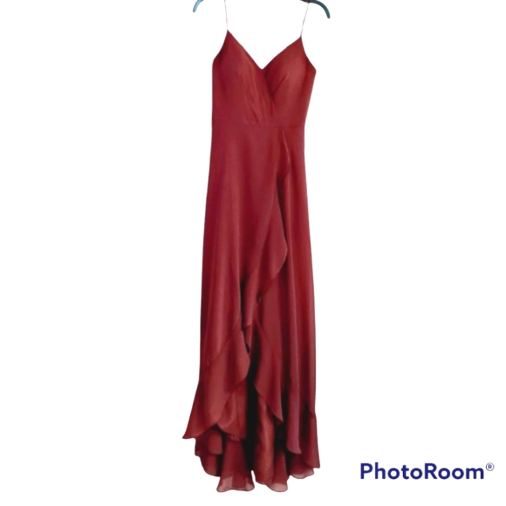 Sorella Vita Dusty Mauve Prom Dress Maxi Hi Low Evening Long  Gown sz.8